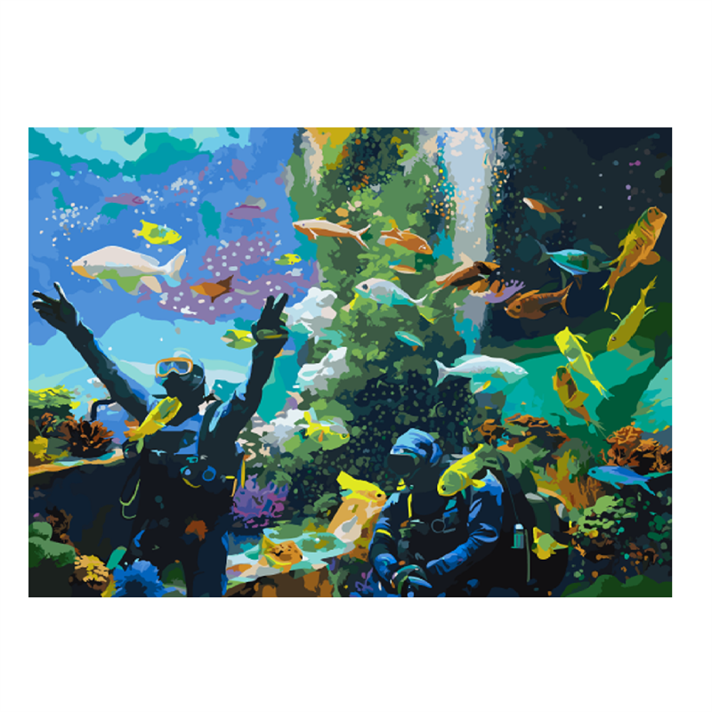 Diver Feeding - Paint by Numbers